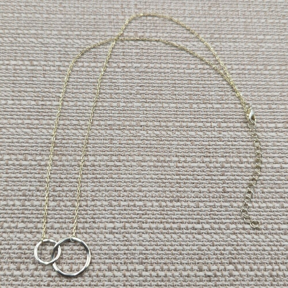 16+2 Inch Gold Over Sterling Silver Interlocking Circles Necklace A6278